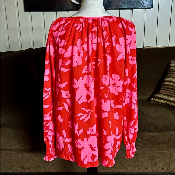 Staccato • Large • Hot Pink • Floral • Boho • Long Sleeve Blouse • New W/ Tags - Picture 9 of 11